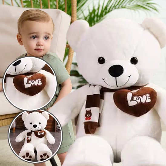 Grand peluche ours blanc avec coeur love