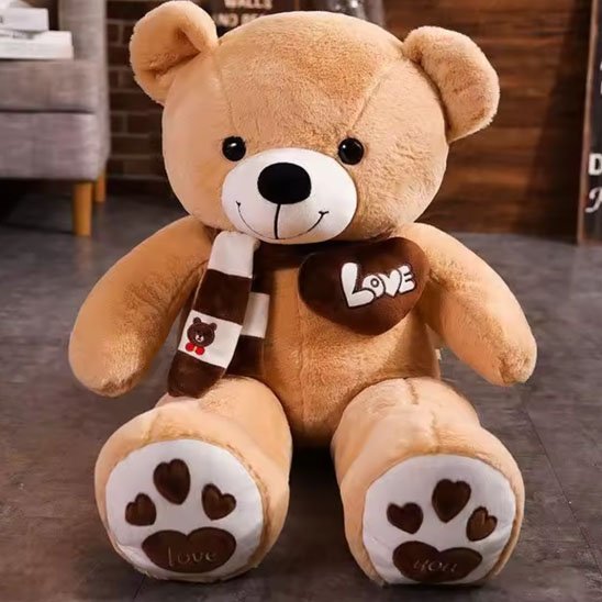 Grand peluche ours marron clair doux