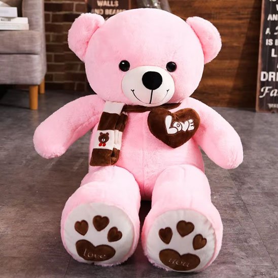Grand peluche ours rose doux