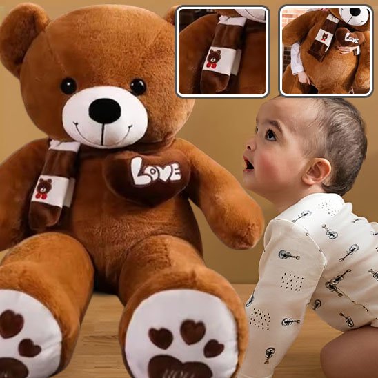 ours marron peluche bebe ontent