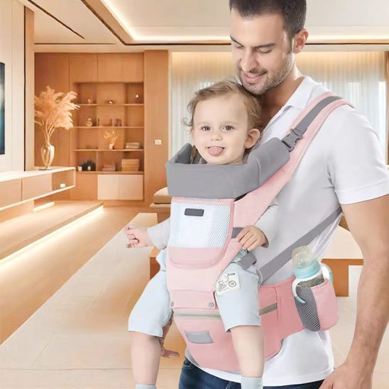 Porte-bébé rose connexion papa bébé