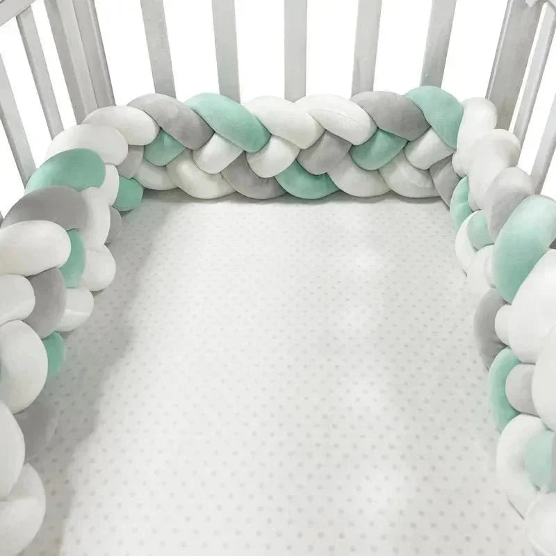 Tour de Lit Bebe - CozyKnot™ - Vert Blanc - Le Paradis de Maman