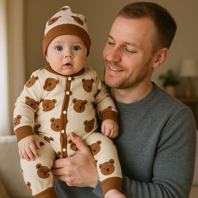 Barboteuse bébé Confortable avec son bonnet 