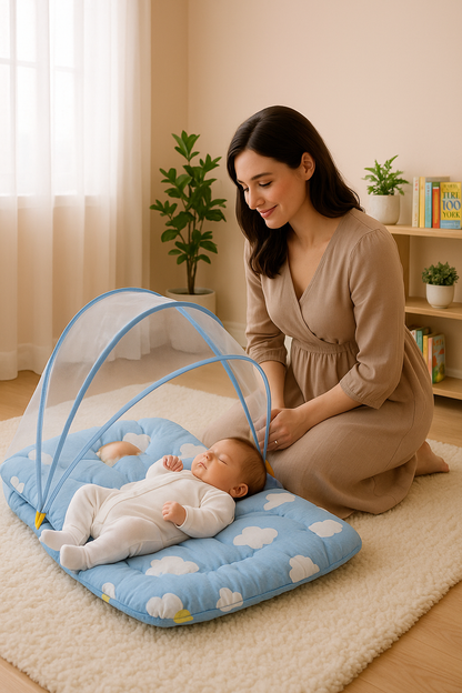 Moustiquaire bleu bébé protégé