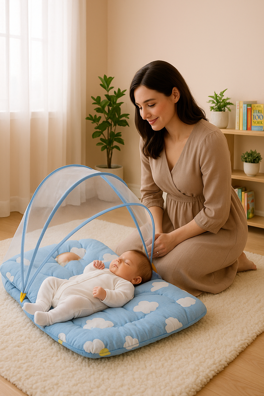 Moustiquaire bleu bébé protégé