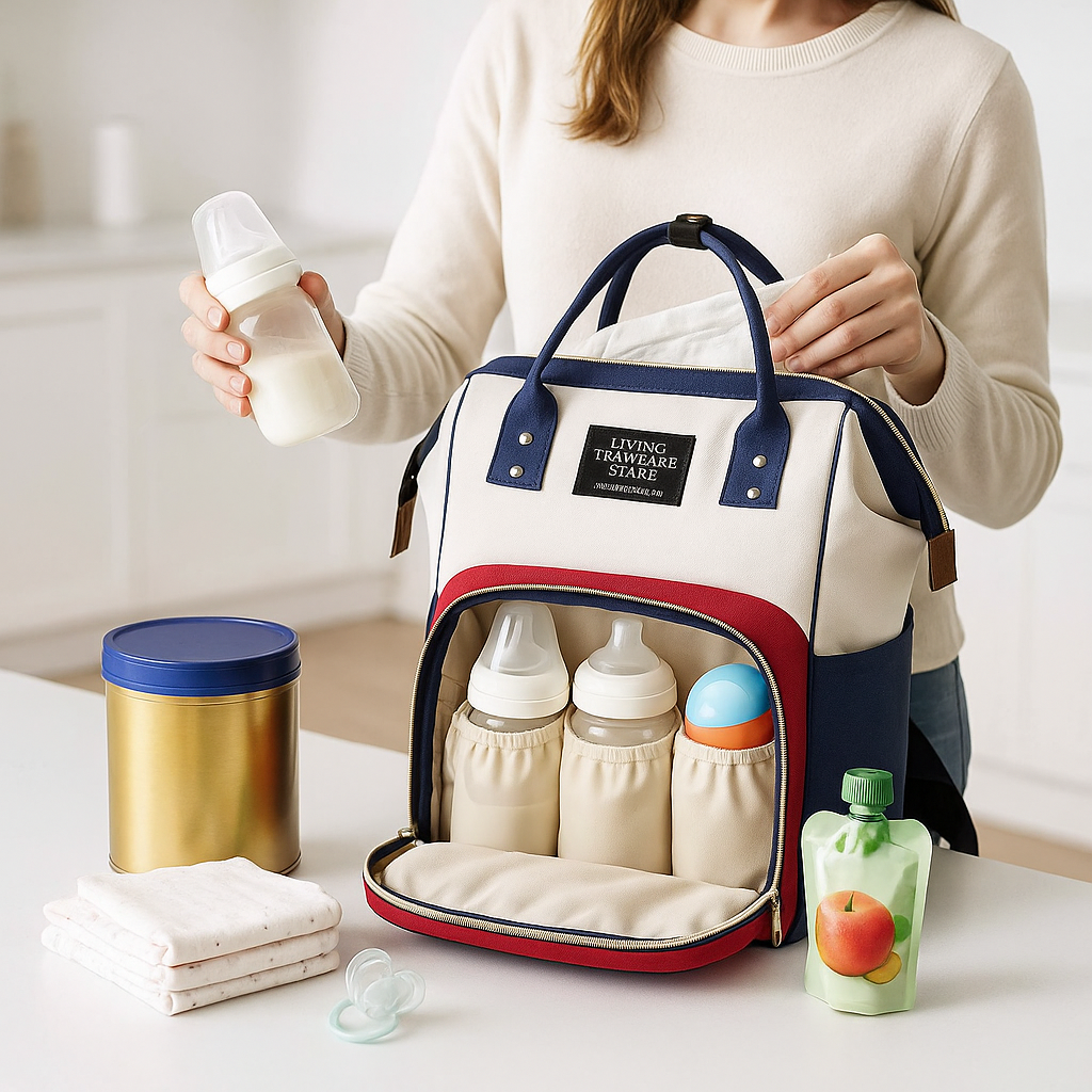 Sac à langer avec les essentiels du bébé
