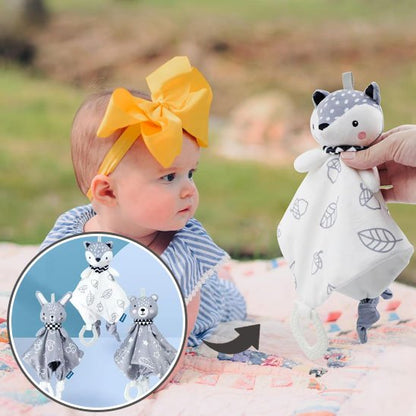 Doudou bébé peluche tête renard blanc