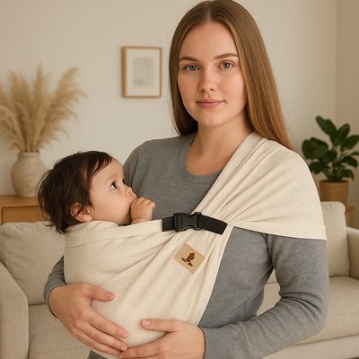 Écharpe de portage beige bébé en toute sécurité 