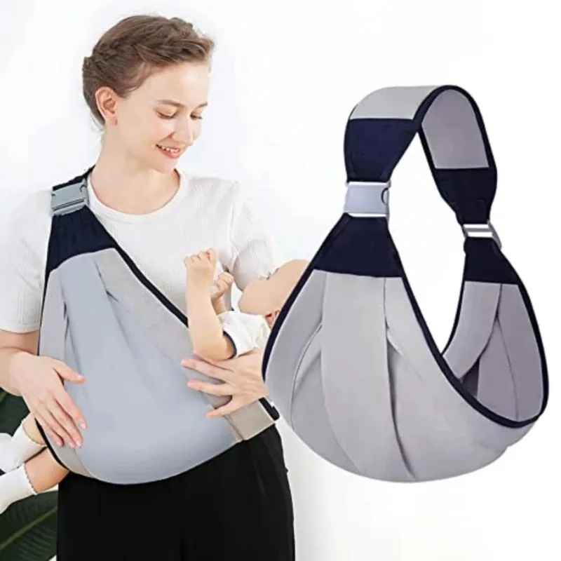 Écharpe de portage bébé grise ergonomique