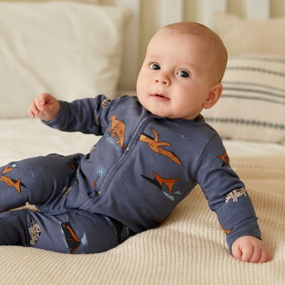 Pyjama bébé motif dinosaure-bleu marron 