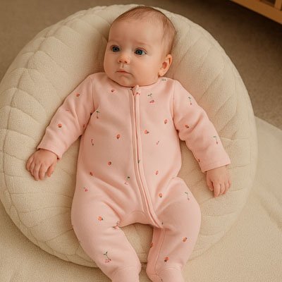 Pyjama bébé motif fraise rose