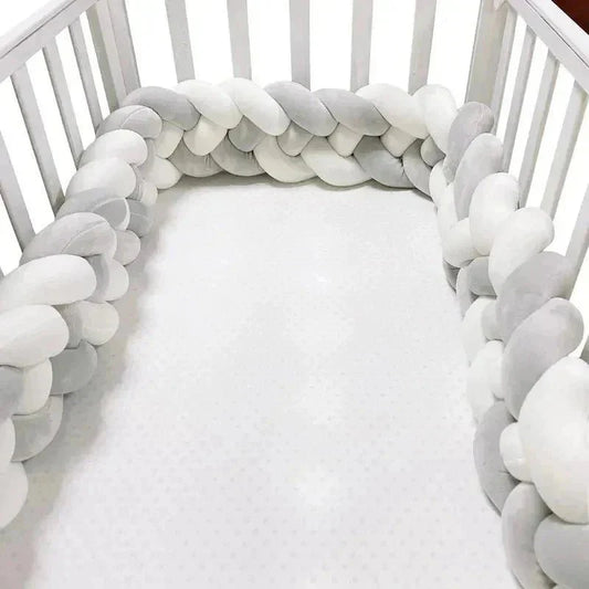 Tour de Lit Bebe - CozyKnot™ - Blanc Gris - Le Paradis de Maman